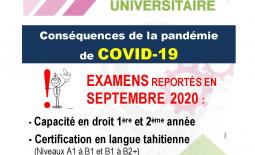 Report de certains examens en Septembre 2020!